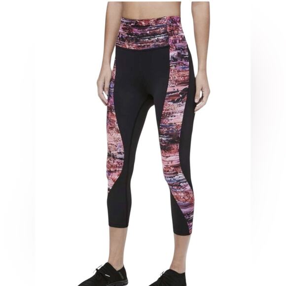 lululemon athletica Pants - Lululemon Sweet & Repeat Crop Leggings Black/Dahliascape Size 4